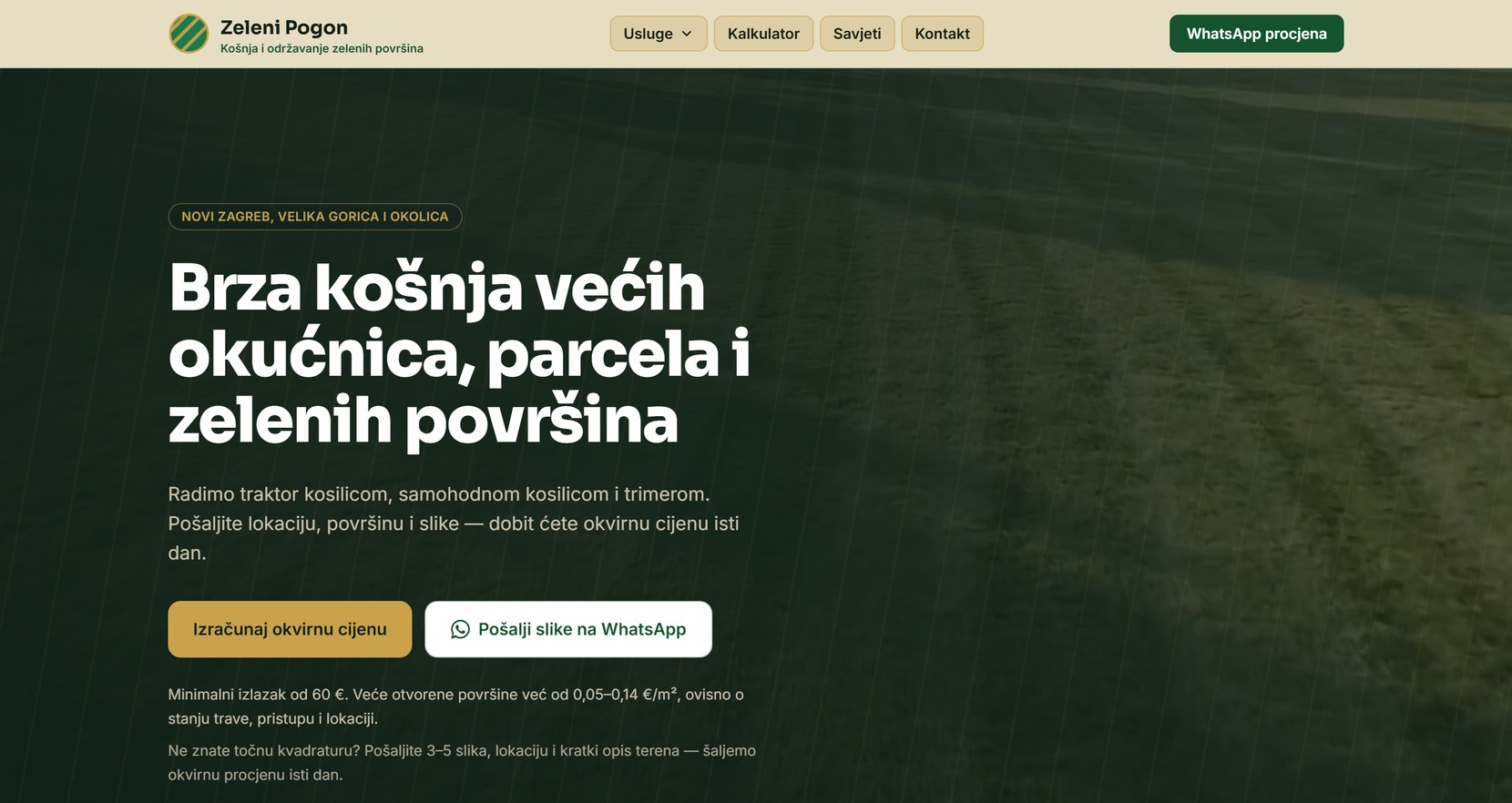 Naslovnica web stranice Zeleni Pogon koju je iskovala Kovačnica